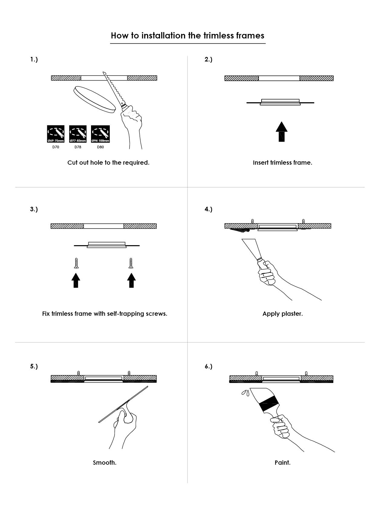 Trimless frames for modular downlight D70_D78_D803